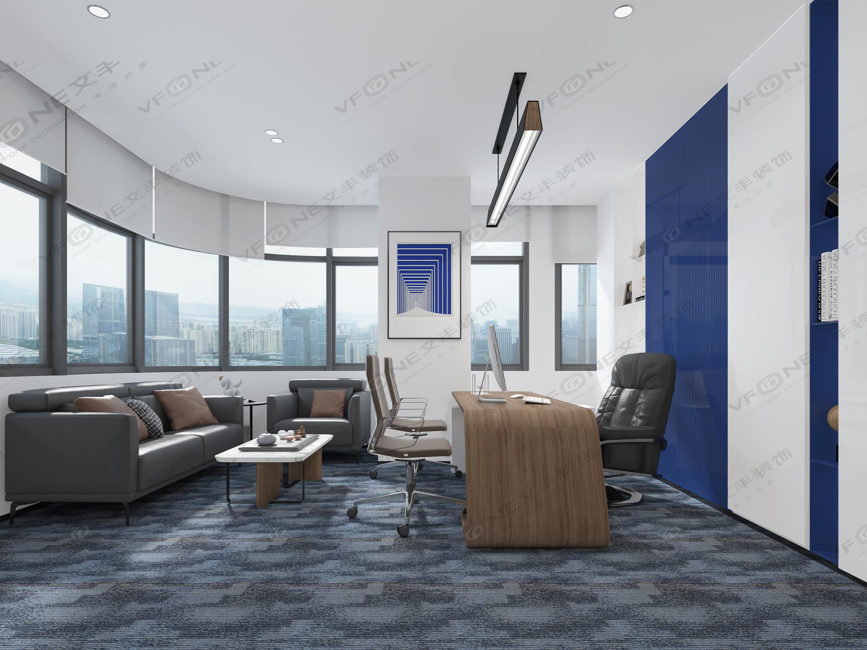 如何确定办公室风格：创意办公室装修风格底料-文丰装饰（效果图）